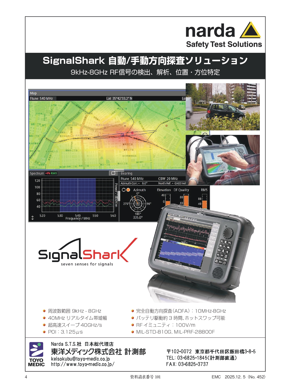SignalShark リアルタイム ハンドヘルド アナライザ